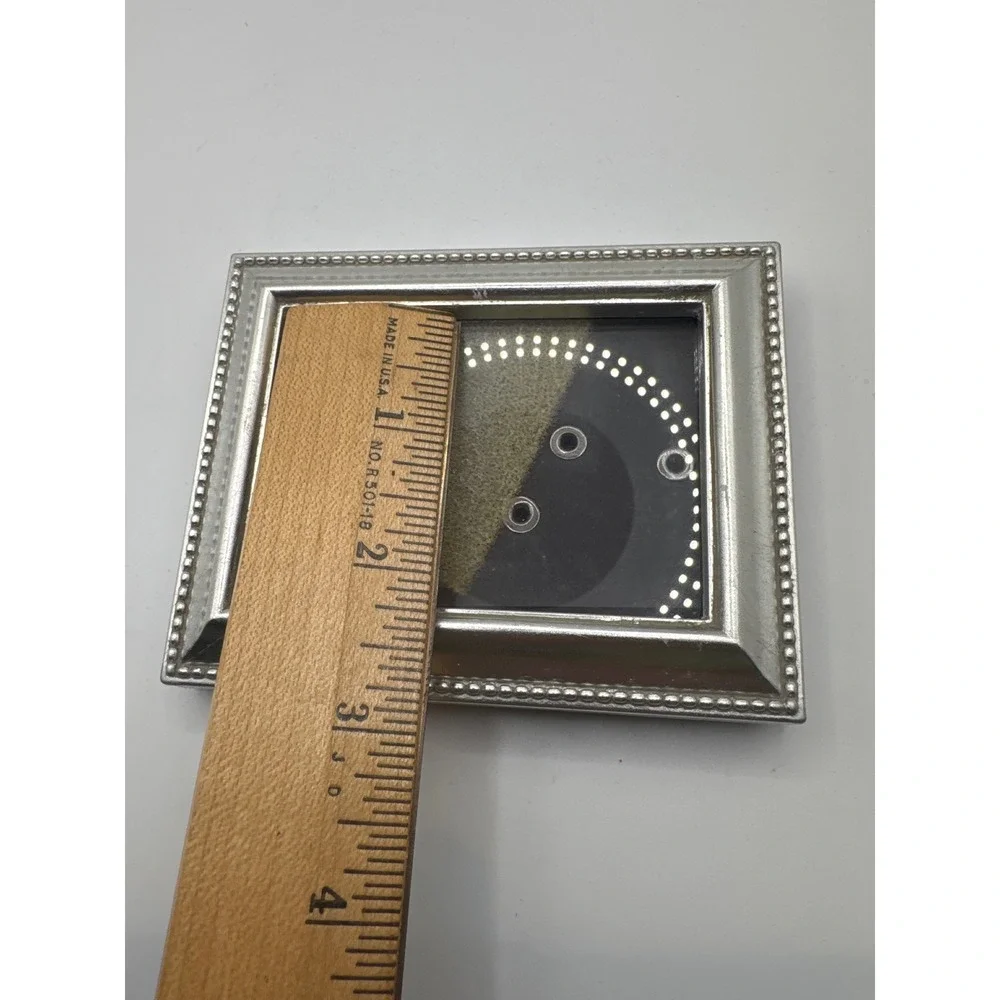Silver Beaded Edge Rectangular Picture Frame Metallic Finish 3.5x4.5 Inch